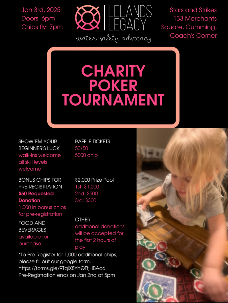 Charity Poker Tournament Benefiting Lelands Legacy - Stars and Strikes at 5thstreetpoker.com
